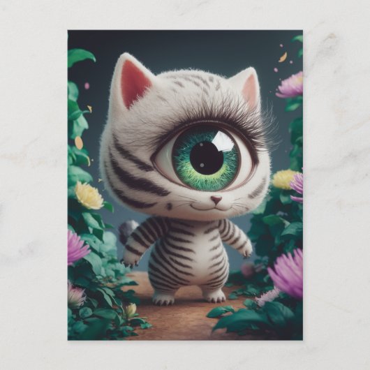 Surrealistisch One Eyed Zebra Kat Briefkaart (Voorkant)