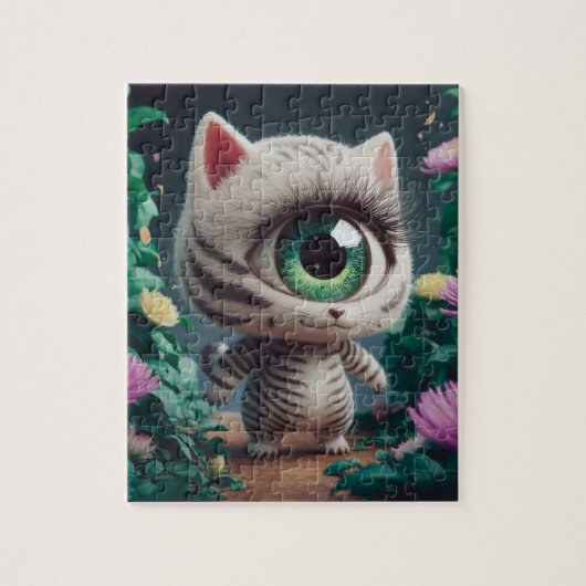Surrealistisch One Eyed Zebra Kat Legpuzzel (Verticaal)