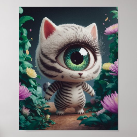 Surrealistisch One Eyed Zebra Kat Poster (Voorkant)