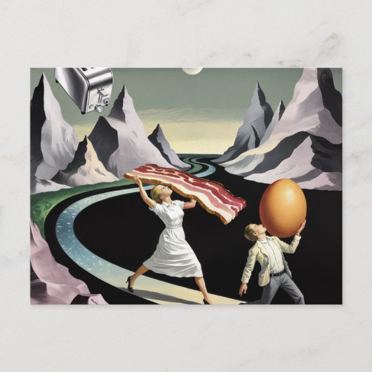 Surrealistisch ontbijt mensen briefkaart (Voorkant)