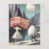 Surrealistisch ontbijt Mensen Giant Egg en Bacon Briefkaart (Voorkant)