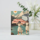 Surrealistisch ontbijt Mensen Giant Toaster en Bac Briefkaart (Staand voorkant)