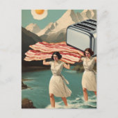 Surrealistisch ontbijt Mensen Giant Toaster en Bac Briefkaart (Voorkant)