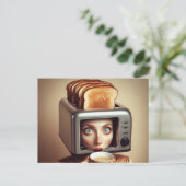 Surrealistisch ontbijt vrouw briefkaart (Staand voorkant)