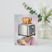 Surrealistisch ontbijt Vrouw Broodrooster Hoofd Briefkaart (Staand voorkant)