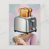 Surrealistisch ontbijt Vrouw Broodrooster Hoofd Briefkaart (Voorkant)