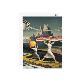 Surrealistisch ontbijt vrouwen briefkaart