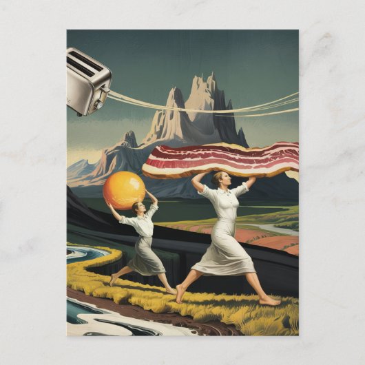 Surrealistisch ontbijt vrouwen briefkaart (Voorkant)