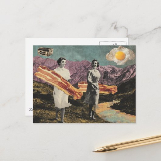 Surrealistisch ontbijt Vrouwen Sunny Side Up Egg Briefkaart (Voorkant / Achterkant in situ)