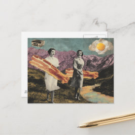 Surrealistisch ontbijt Vrouwen Sunny Side Up Egg Briefkaart