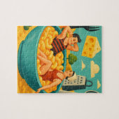 Surrealistisch paar zwemt in een kom Cheesy Noodle Legpuzzel (Horizontaal)