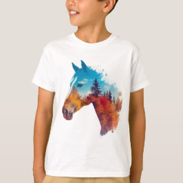 Surrealistisch paard in het herfstbos t-shirt