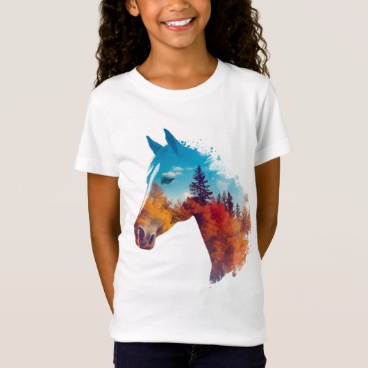 Surrealistisch paard in het herfstbos t-shirt (Voorkant)
