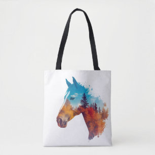 Surrealistisch paard in het herfstbos tote bag