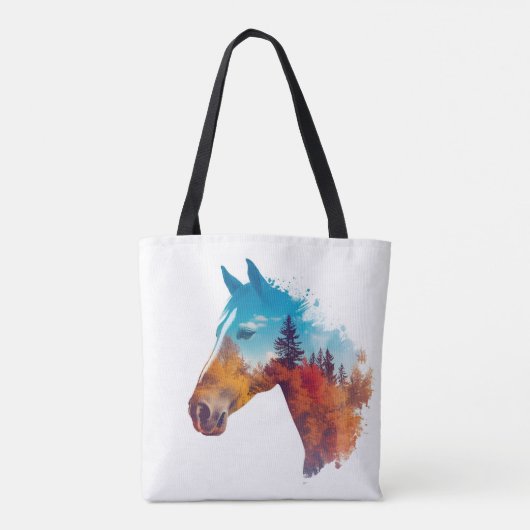 Surrealistisch paard in het herfstbos tote bag (Achterkant)