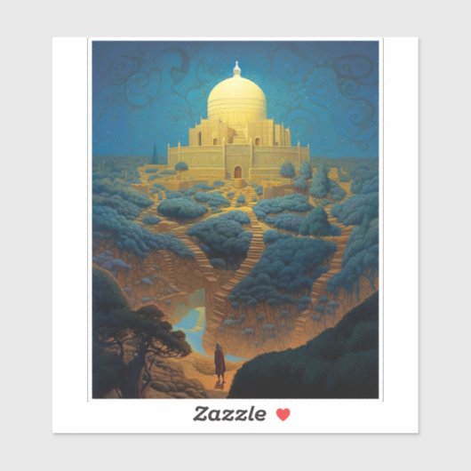 Surrealistisch paleislandschap sticker (Vel)