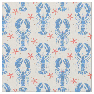 surrealistisch patroon van blauwe kreeften. stof