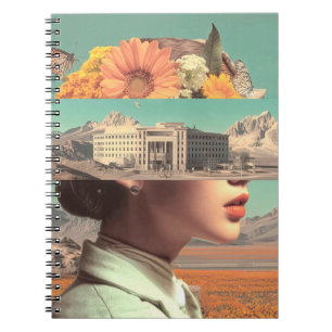 Surrealistisch portret met architecturaal landscha notitieboek