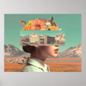 Surrealistisch portret met architecturaal landscha poster (Voorkant)