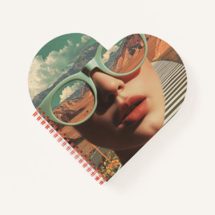 Surrealistisch Portret Met Bril Die Woestijn Weers Notitieboek