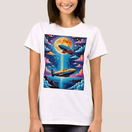 Surrealistisch Retro Sci-Fi Adventure T-shirt (Voorkant)