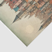 Surrealistisch rivierstadslandschap in pasteltinte tissuepapier (Detail)