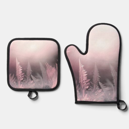 Surrealistisch roze landschap ovenwant & pannenlap set (Voorkant)