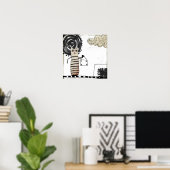 surrealistisch schilderij van de ' zwarte zon ' poster (Thuiskantoor)