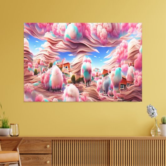 surrealistisch snoep landschap canvas afdruk (Insitu (Woonkamer))
