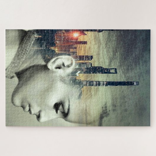 Surrealistisch stadsbeeld legpuzzel (Horizontaal)