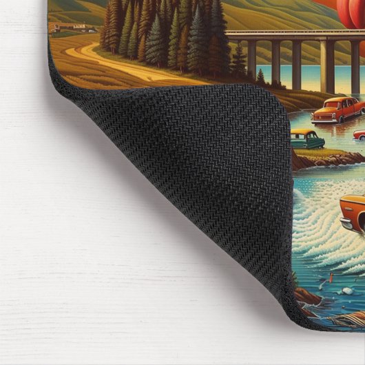 Surrealistisch stadsbeeld met antropomorfe zon muismat (Hoek)