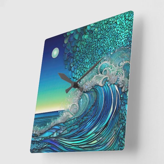 Surrealistisch Surf Vierkante Klok (Hoek)