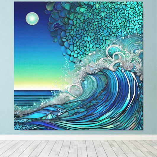 Surrealistisch Surf Zeegezicht Canvas Afdruk (Insitu (Houten vloer))