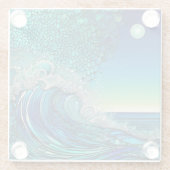 Surrealistisch Surf Zeegezicht Glazen Onderzetter (Achterkant)