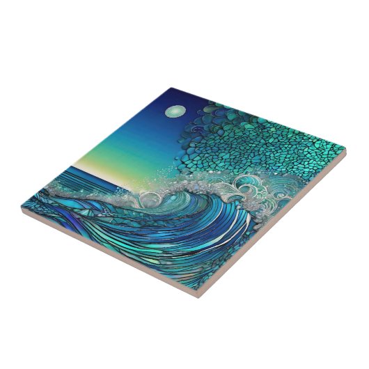 Surrealistisch Surf Zeegezicht Tegeltje (Zijkant)