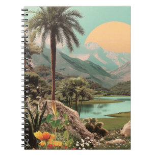 Surrealistisch Tropisch Meer Met Palmbomen Notitieboek
