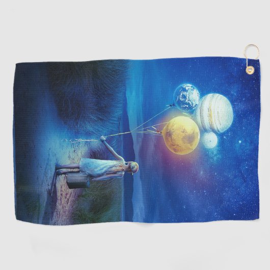 Surrealistisch Verhuizen naar Haar Toekomst Golfhanddoek (Horizontaal)