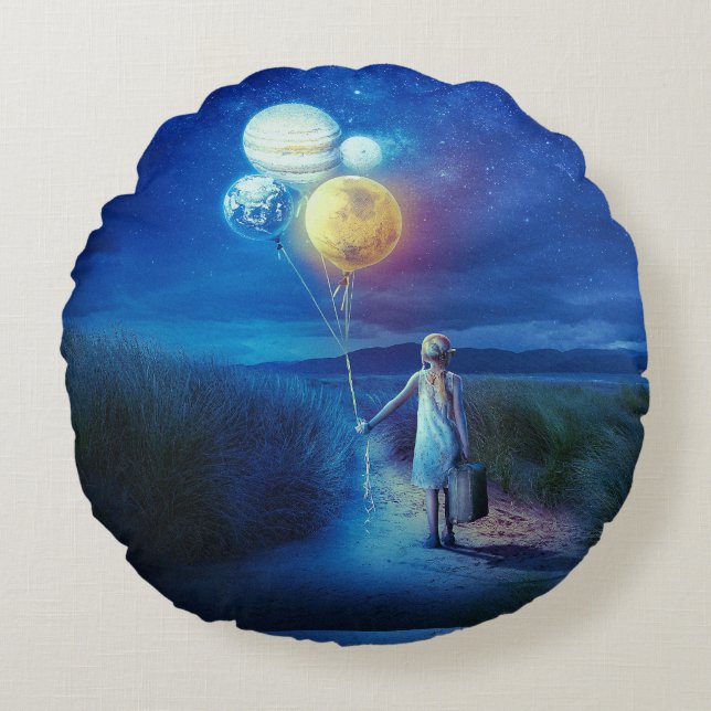 Surrealistisch Verhuizen naar Haar Toekomst Rond Kussen (Voorkant)