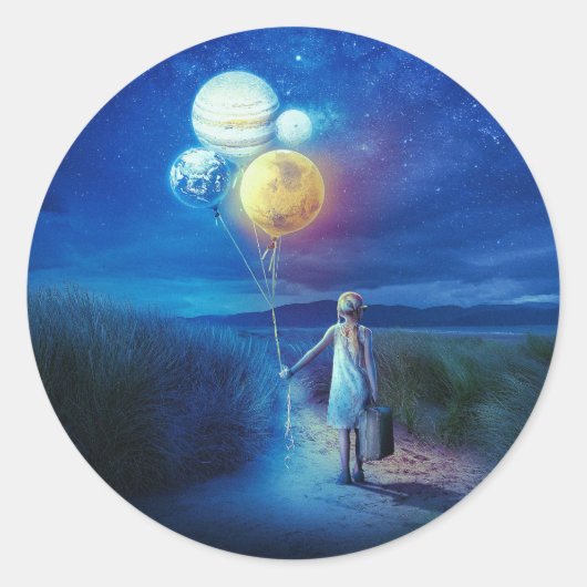 Surrealistisch Verhuizen naar Haar Toekomst Ronde Sticker (Voorkant)