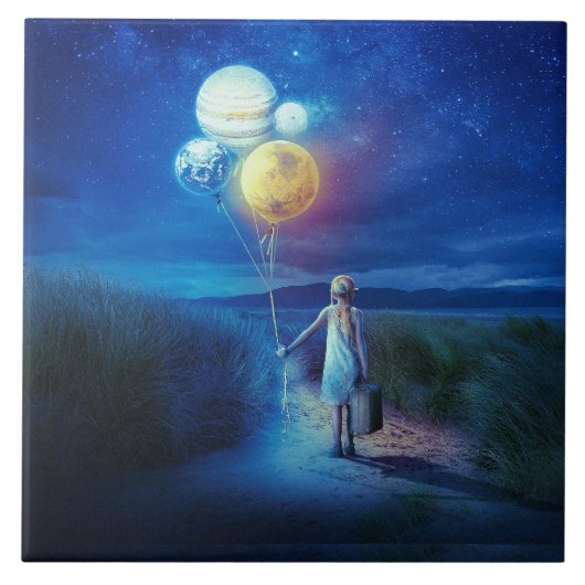 Surrealistisch Verhuizen naar Haar Toekomst Tegeltje (Voorkant)