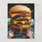 Surrealistisch wandelen met een cheeseburger in mi briefkaart (Voorkant)