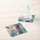 Surrealistisch waterspiegelportret - het gezicht v kartonnen onderzetters (Insitu)