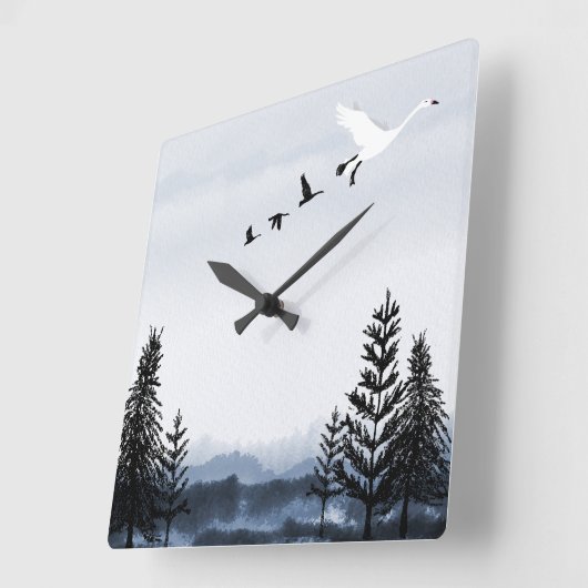 Surrealistisch winterlandschap vierkante klok (Hoek)