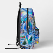 Surrealistisch winterwonderland met iriserende lic bedrukte rugzak (Links)