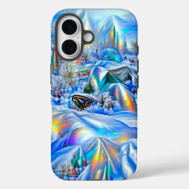 Surrealistisch winterwonderland met iriserende lic iPhone 16 hoesje