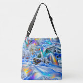 Surrealistisch winterwonderland met iriserende lic crossbody tas (Achterkant)