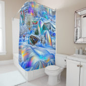 Surrealistisch winterwonderland met iriserende lic douchegordijn (In situ)