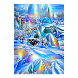 Surrealistisch winterwonderland met iriserende lic foto afdruk