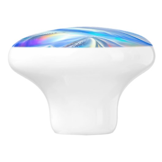 Surrealistisch winterwonderland met iriserende lic keramische knop (Zijkant)