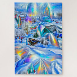 Surrealistisch winterwonderland met iriserende lic legpuzzel
